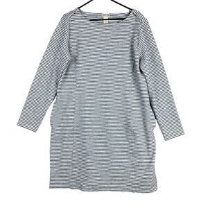 Duluth Womens Dress Grey Black Striped Ponte Pro Long Sleeve Boat Neck XL